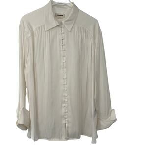 Zadig & Voltaire White Satin Blouse XS Button Top Flowy